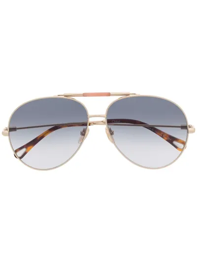 Chloé Gradient Pilot Sunglasses In Gold