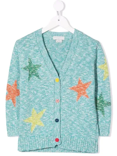 Stella Mccartney Kids' Star-print Crew Neck Jumper In Blue