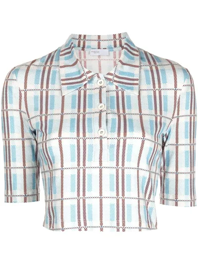 Rosetta Getty Cropped Check-print Shirt In Multicolour