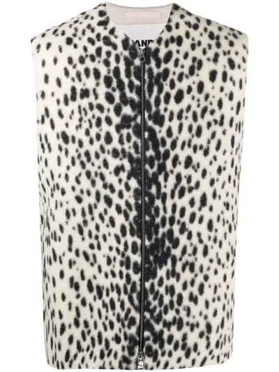 Jil Sander Leopard-print Zip-up Gilet In Neutrals