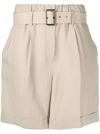 Woolrich Belted-waist Knee-length Shorts In Beige