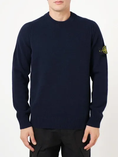 Stone Island Cotton Blend Crew-neck Sweater In Blue