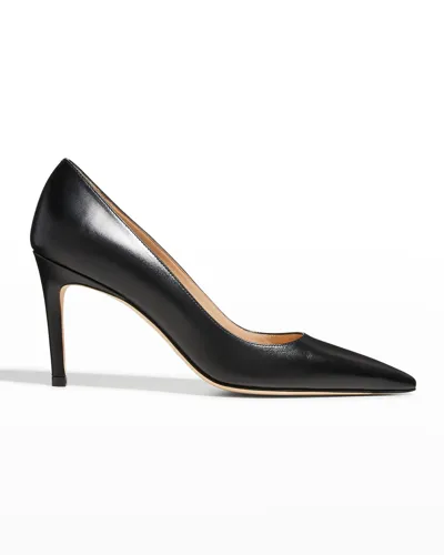 Stuart Weitzman Stuart Leather Stiletto Pumps In Black