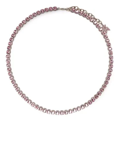 Amina Muaddi Crystal Tennis Necklace In Silver