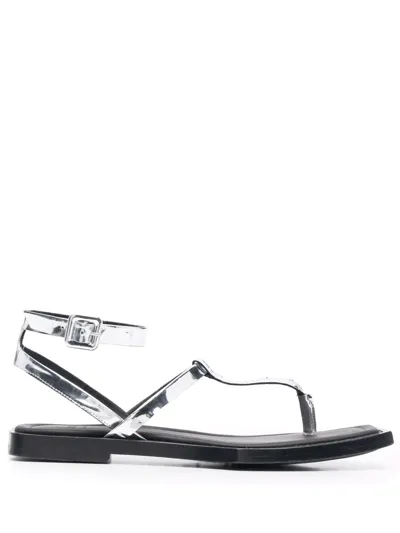 Ami Alexandre Mattiussi Womens Silver Leather Sandals