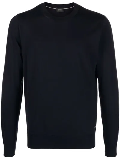 Brioni Crew-neck Long-sleeve Jumper In Blau