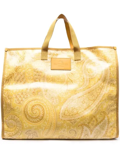 Etro Paisley-print Tote Bag In Yellow