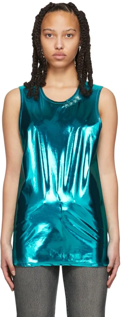 Doublet Blue Stud Embroidered Metallic Tank Top