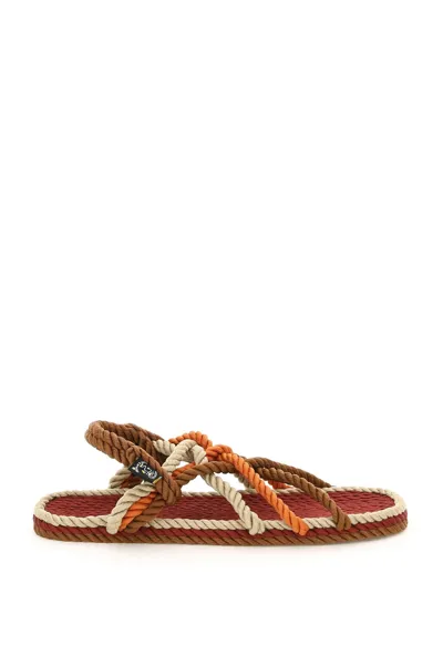 Nomadic State Of Mind Multicoloured Jc Rope Sandals In Brown,beige,orange,red