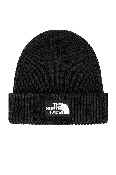 The North Face Tnf Logo Box Cuffed Beanie In Black