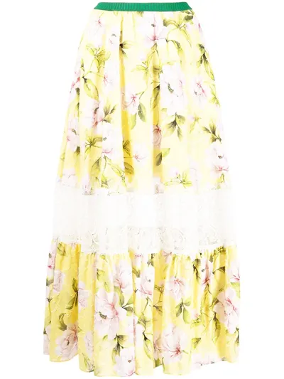 Antonio Marras Floral-lace Maxi Skirt In Yellow