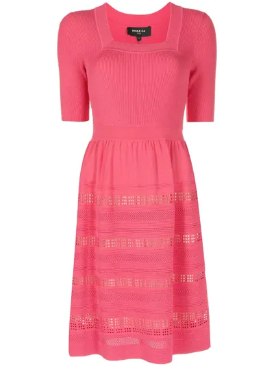 Paule Ka Perforated-detail Midi Dress In Pink