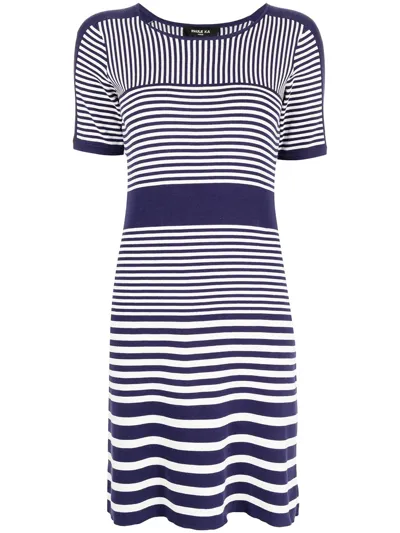 Paule Ka Striped Cotton Knit Dress In Blue