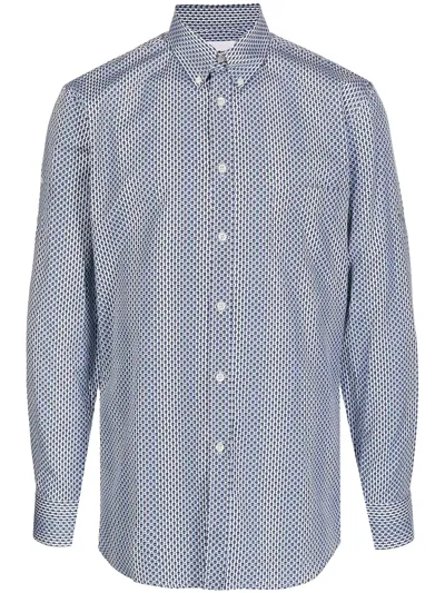 Alexander Mcqueen Polka-dot Long-sleeve Shirt In Blau