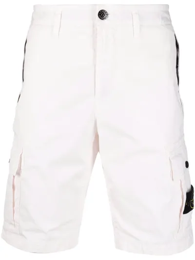 Stone Island Logo-patch Cargo Shorts In White