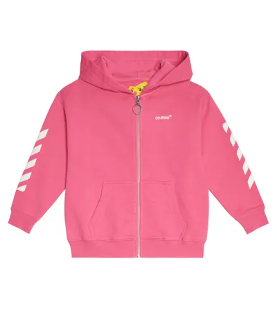 Off-white Kids' Arrow Brand-print Cotton Hoody 8-10 Years In Pink