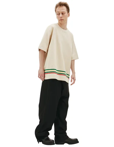 Jil Sander Colored Stripes T-shirt In Beige