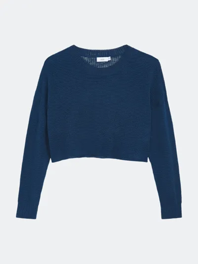 Onia Cropped Crochet-knit Linen Sweater In Royal Blue