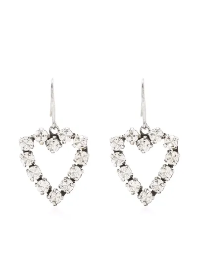 Saint Laurent Crystal-embellished Heart Earrings In Metal