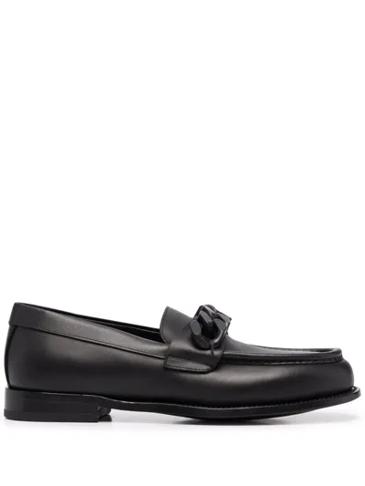 Giuseppe Zanotti Chain-detail Leather Loafers In Schwarz