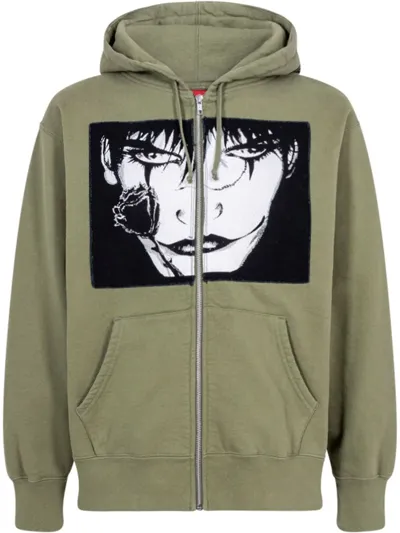 Supreme The Crow Zip-up Hoodie In Grün