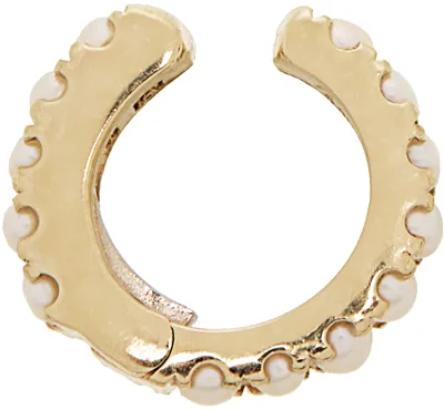 Maria Tash Pearl Eternity 14kt Gold Single Ear Cuff In Yellow Gold