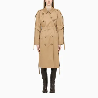 Burberry Brown Binhamnyl Long Trench Coat In Beige