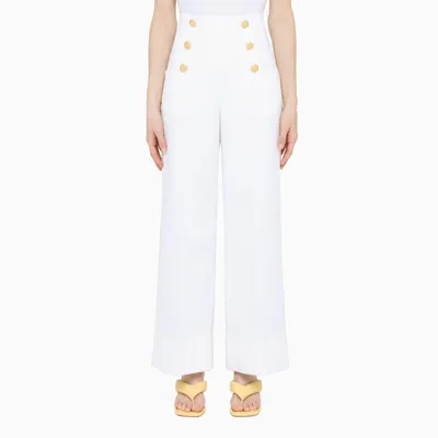 P.a.r.o.s.h White Palazzo Trousers With Button Detailing