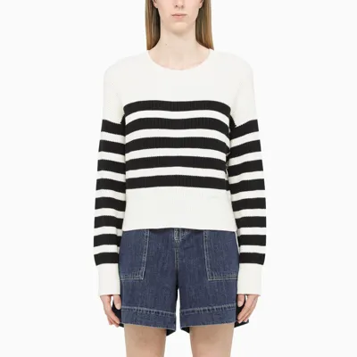 P.a.r.o.s.h Blue/white Striped Cropped Sweater In Multicolor