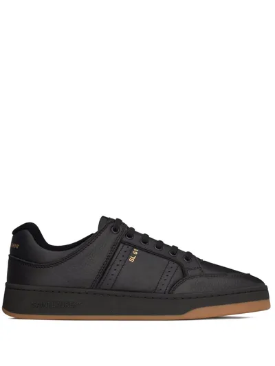 Saint Laurent Sl 61 Logo-embossed Leather Low-top Trainers In Nero Nero