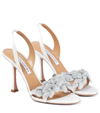 Aquazzura Galactic Flower 95 Embellished Sandals In Silver