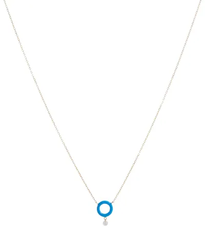 Persée 18kt Gold Chain Necklace With White Diamond In Yellow Gold/blue