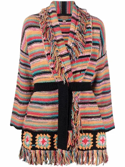 Alanui Take It Easy Icon Striped Cardigan In Multicolor