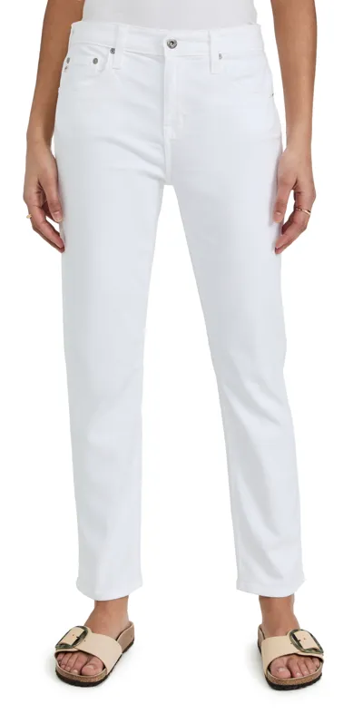 Ag Ex Boyfriend High Rise Cropped Slim Jeans In 1 Year Classic White In Multi