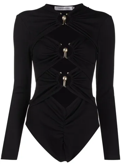 Christopher Esber Cut-out Ring-embellished Stretch-knit Body In Black