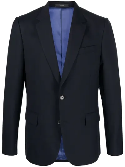 Paul Smith Single-breasted Wool-blend Jacket In Blue