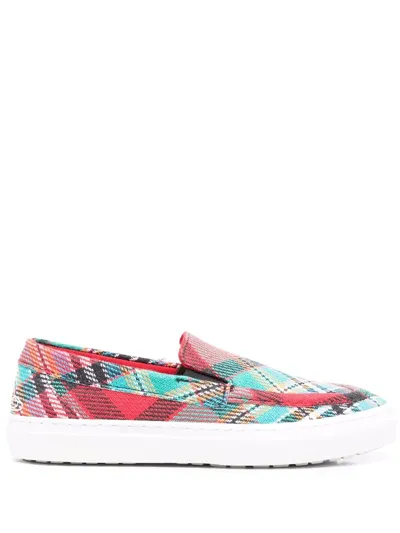 Vivienne Westwood Tartan Check Slip On Shoes In Rot