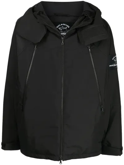 White Mountaineering Logo-patch Hooded Jacket In Schwarz