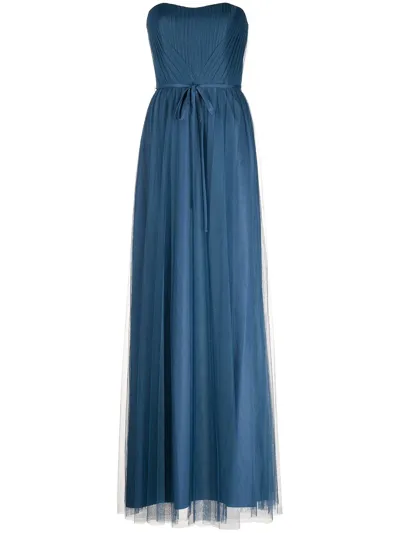 Marchesa Notte Bridesmaids Strapless Tulle Gown In Blue