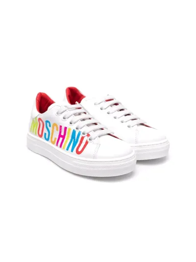 Moschino Kids' Logo-print Low Top Sneakers In 白色