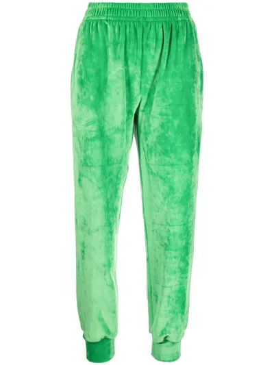 Styland Velvet High-waisted Track Pants In Green