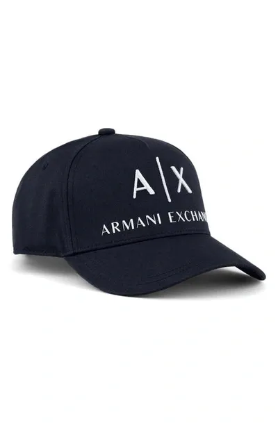 Armani Exchange Classic Embroidered Logo Baseball Cap In Navy