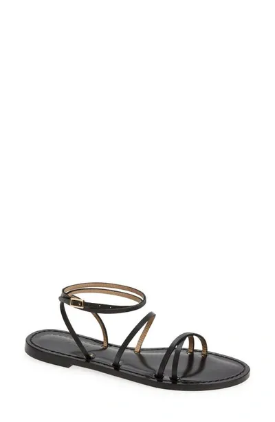 Amanu Style 12 Constantia Ankle Strap Toe Loop Sandal In Black