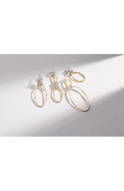 Marco Bicego 18k White & Yellow Gold Marrakech Onde Diamond Flower Drop Earrings In Gold/white