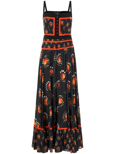 Rabanne Graphic-print Flared Maxi Dress In Small Firework