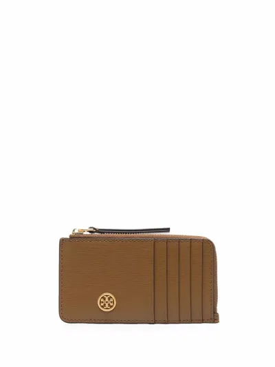 Tory Burch Logo-patch Cardholder In Brown