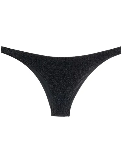 Oseree Glitter Low-rise Bikini Bottoms In Schwarz