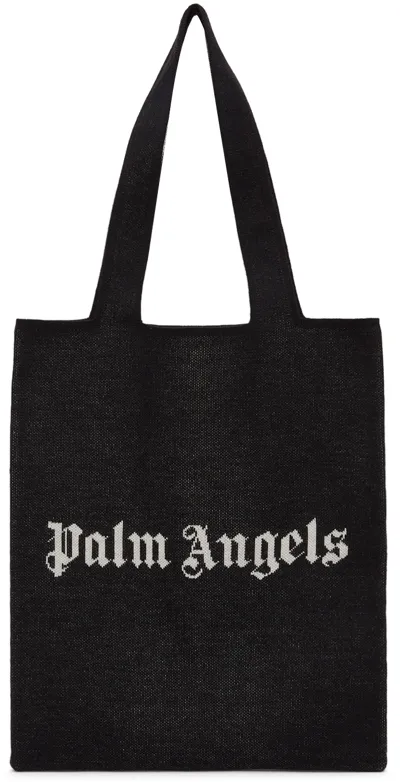 Palm Angels Black Knit Shopper Tote