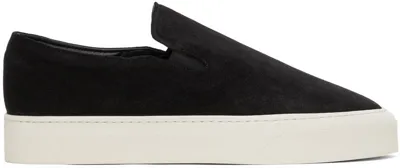 The Row Dean Suede Slip-on Sneakers In Black