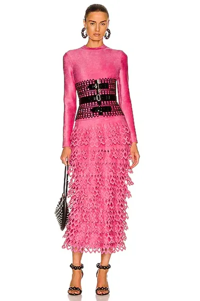 Alaïa Long Velvet Dress In Candy